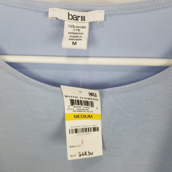 Bar III Blue Ruched Envelope Top - NWT, Size Medium - Picture 4 of 5